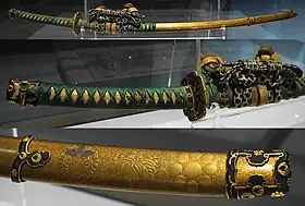 金梨子地家紋散糸巻太刀拵、17世紀の江戸時代、ボストン美術館蔵