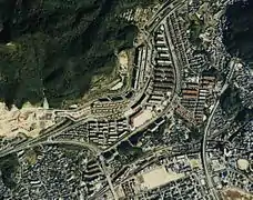 1988年度。現在の井口台四丁目の造成が行われている。国土交通省 国土地理院 地図・空中写真閲覧サービスの空中写真を基に作成
