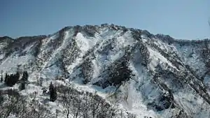 西側から鋸山を望む