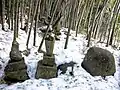 雪村の墓と伝わる岩（右から二番目の岩）