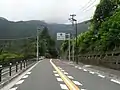 30キロの部の折り返し地点(川井駅付近)。画像手前側がスタート地点のある方面。奥側は奥多摩方面。折り返し地点は坂になっている。