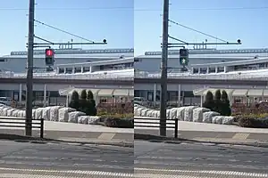 音響式信号機（2枚合成、左：赤、右：青）