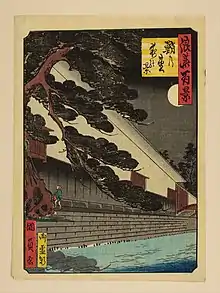 タコの姿に似ていることから江戸時代に大阪の名所だった広島藩蔵屋敷の鮹の松。『浪花百景』