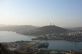 黄金山より望む旅順軍港の全景（2011年5月）