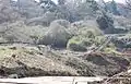 東日本大震災で破壊された道床（金上駅 - 中根駅間）