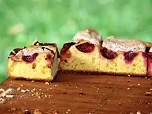 Side-view of a contemporary Sanok-style plum cake