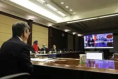 英国・BBCとのテレビ電話インタビューに応じる(2020年4月8日)