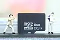 1/150サイズの人形とmicroSDカードの対比