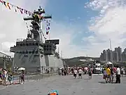 一般公開された独島の甲板上（2007年8月）