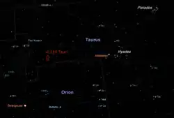 おうし座CE星（119 Tauri）の位置