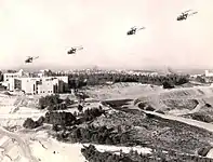 エルサレム上空を飛行するアルエットII、1969年。