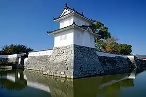 大手門(高麗門)二層隅櫓かつて高麗門の奥に一層の櫓門が位置した。