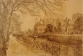 《県庁前のオデ川(フランス語版)》(鉛筆画)