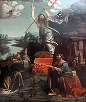 マルコ・ドッジョーノと共作『Resurrezione di Cristo con i Santi Leonardo e Lucia』(1492年)絵画館 (ベルリン)所蔵