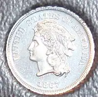 採用されなかった1867年ニッケル貨のパターン