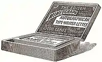 A・B・ディック社が商品化した「エジソン=ミメオグラフ」の初期の広告(1889年)。1枚の原紙から3000枚の印刷が可能とうたった。