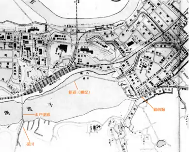 『茨城県管内全図』（1919年）中の『水戸市街図』東側部分