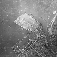 1939年12月6日撮影の福岡市沖浜町、石城町及び築港本町の航空写真