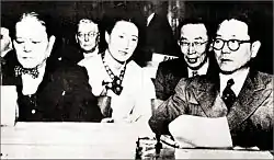 韓国政府の承認を取り付けに国連総会に出席する趙、(1948年12月・右側の人物が代表団長の張勉)