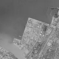 1964年5月25日撮影の福岡市東浜地区の航空写真
