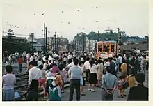 1969年二子玉川園駅にて玉電さよなら電車