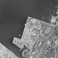 1969年6月15日撮影の福岡市東浜地区の航空写真