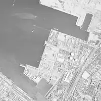 1972年4月21日撮影の福岡市東浜地区の航空写真