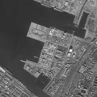 1975年12月1日撮影の福岡市東浜地区の航空写真