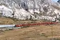 森林限界上を行く列車
