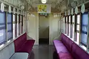 近鉄北勢線時代のモ223の車内(1992年9月6日 北大社駅)
