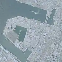 1993年5月15日撮影の福岡市東浜地区の航空写真