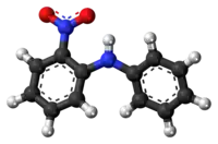 Ball-and-stick model of the 2-nitrodiphenylamine molecule{{{画像alt1}}}