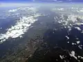 伊那谷と小渋湖上空から望む