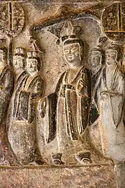 鞏県石窟の第4窟南壁東側の帝后礼仏図