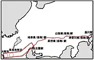 2016年（平成28年）10月時点の中央新幹線計画路線