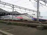 上越新幹線開業35周年記念イベントにて展示された車両。（2017年10月14日）
