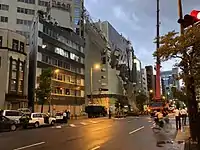 強風で倒壊したビル解体現場の作業足場（大阪市西区）