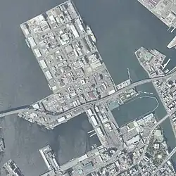 2020年10月5日撮影の福岡市那の津地区の航空写真