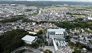 空から見る三木本町と三木市役所
