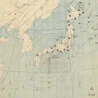 室戸台風の天気図(1934年9月21日)
