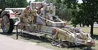 牽引状態の21 cm Mrs 18オクラホマ州フォート・シルのアメリカ陸軍野戦砲兵博物館の展示品