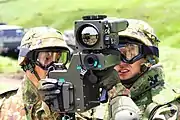 発射機単体での訓練。上に夜間照準具が取り付けられている)