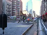 道路の土台として敷かれた砕石