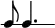 
 {  \new RhythmicStaff \with { \remove "Time_signature_engraver" } \with { \hide BarLine } 
 \time2/4   c8 c4. }
