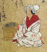 『三十二番職人歌合』のうち「桂女」——言葉としての「辻ヶ花」の初出といわれる。