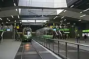 グラーツ中央駅電停は地下に設けられている(2012年撮影)