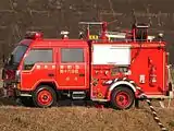 放水銃が装備された 消防ポンプ自動車(熊本市消防団)
