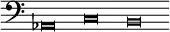 \relative c {\clef bass \omit Staff.TimeSignature \override Staff.NoteHead.style = #'baroque \cadenzaOn as\breve c b}
