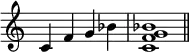 {\omit Staff.TimeSignature \time 4/4 c'4f'g'bes' \time 4/4 <c'f'g'bes'>1 \bar "||"}