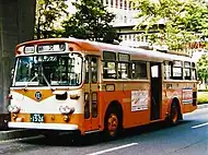 日産ディーゼル4R94(1969年式) 179　1985年3月6日廃車神奈川中央交通からの譲受車。一大勢力を誇った本型式は、神奈中からの譲受車を加えると述べ60台が導入された。新製購入車とは正面方向指示器、屋上ベンチレーター形状、側面方向幕位置等が異なる。1978年11月16日購入の本車は神奈中仕様の後ヒンジ式前扉のまま使用された異端車である。